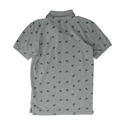 Gray Floral Short Sleeve Polo
