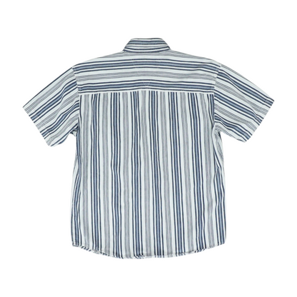 Vintage White Striped Short Sleeve Button Down