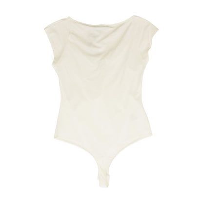 White Solid Bodysuit Knit Top