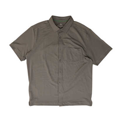 Gray Solid Short Sleeve Button Down