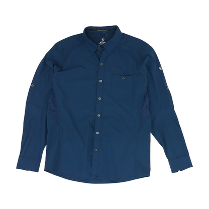 Blue Solid Outdoor Button Down
