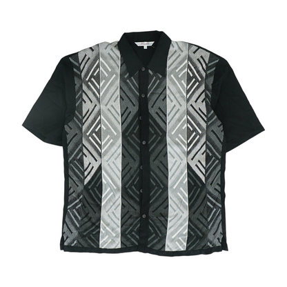 Black Print Short Sleeve Button Down