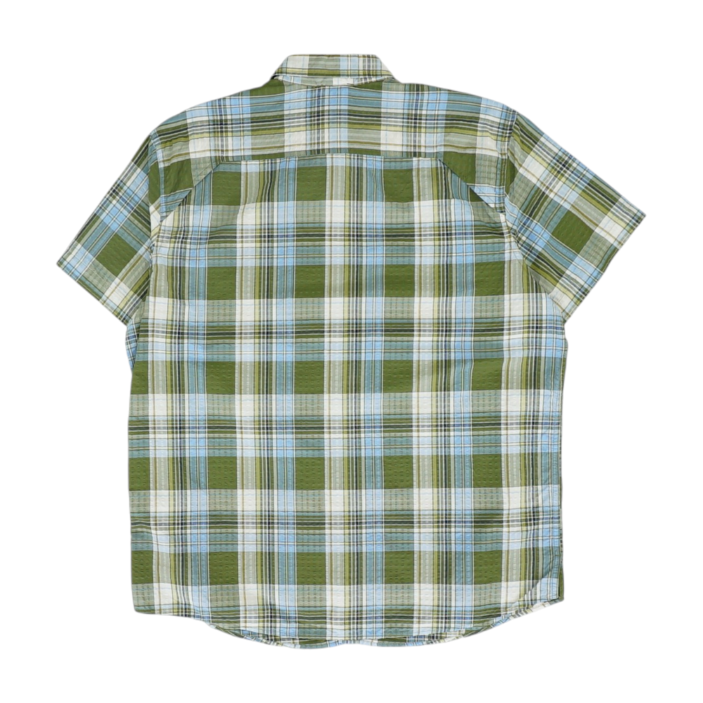 Green Plaid Short Sleeve Button Down