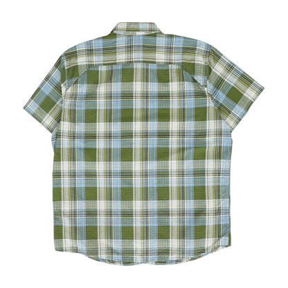 Green Plaid Short Sleeve Button Down