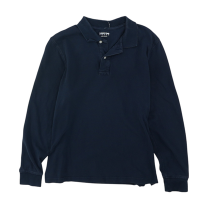 Navy Solid Long Sleeve Polo