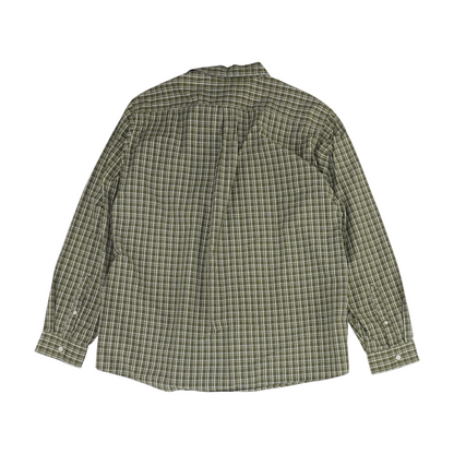 Green Plaid Long Sleeve Button Down