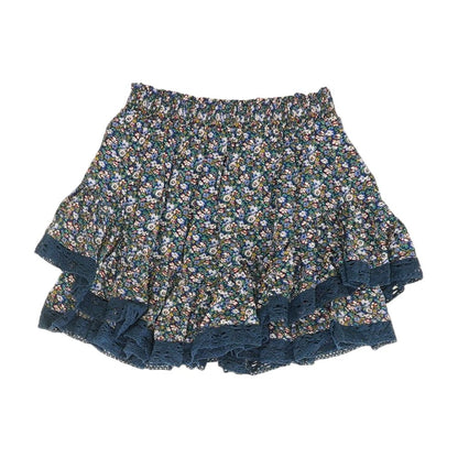 Blue Floral Mini Skirt