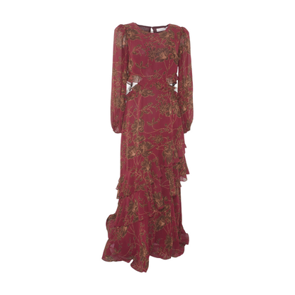 Maroon Floral Maxi Dress