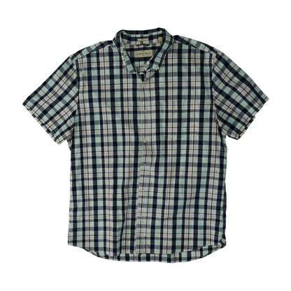 Navy Plaid Short Sleeve Button Down