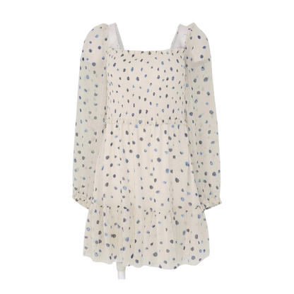 Beige Polka Dot Mini Dress