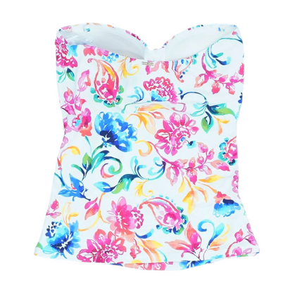 White Floral Swim Top