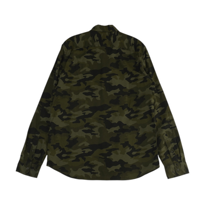 Gray Tall Camo Long Sleeve Button Down