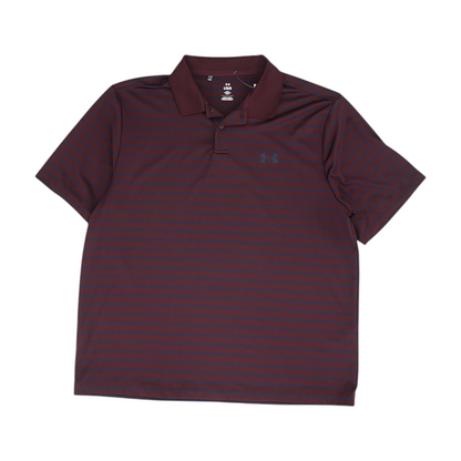 Maroon Striped Short Sleeve Polo