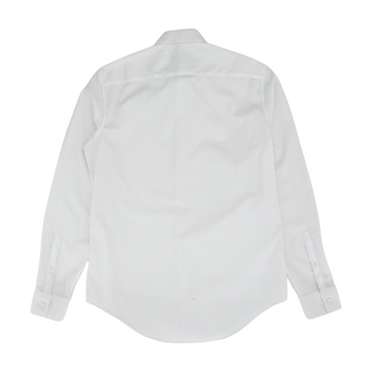 White Solid Long Sleeve Button Down
