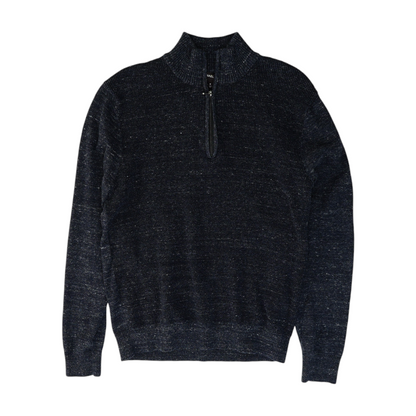 Navy Solid 1/4 Zip Sweater
