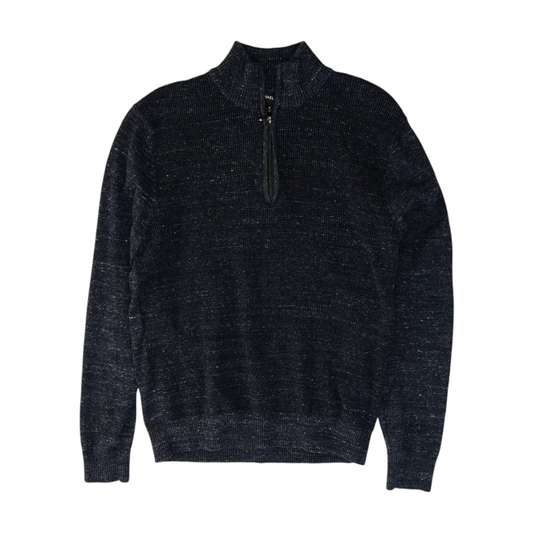 Navy Solid 1/4 Zip Sweater