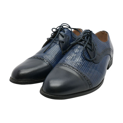 Navy Leather Derby/oxford Dress Shoes