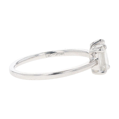 1 Ct 14K White Gold Emerald And Pear Lab Grown Diamond Engagement Ring