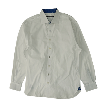 White Solid Long Sleeve Button Down