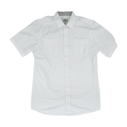 White Tall Solid Short Sleeve Button Down