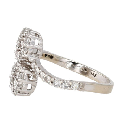 1/2 Ct 14K White Gold Round And Square Diamond Accent Bypass Band