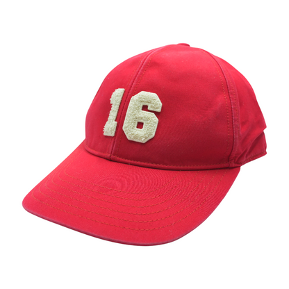 Red 16 Baseball Cap in Cotton