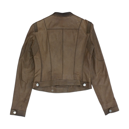 Brown Solid Leather Jacket