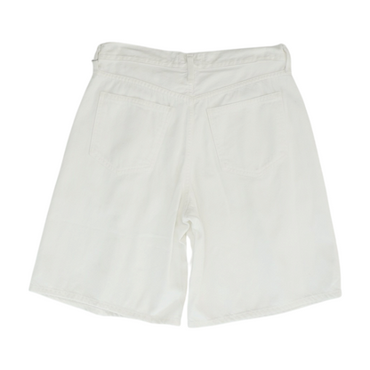 White Solid Denim Shorts