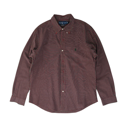 Burgundy Plaid Long Sleeve Button Down