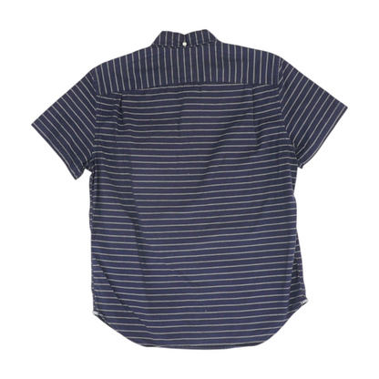 Navy Striped Short Sleeve Button Down