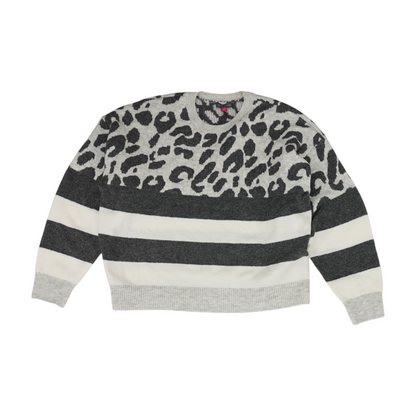 Gray Animal Print Pullover Sweater
