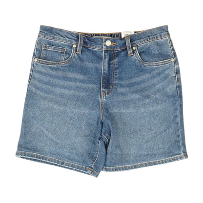 Blue Solid Denim Shorts