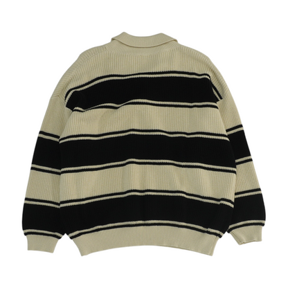 Beige Striped Pullover Sweater