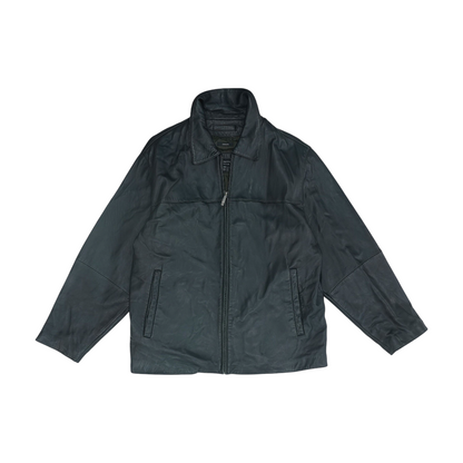 Black Solid Leather Jacket