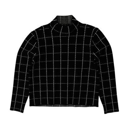 Black Petite Check Pullover Sweater