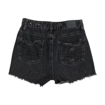 Black Solid Denim Shorts