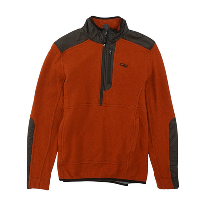 Orange Color Block 1/4 Zip Pullover