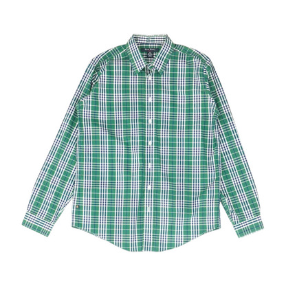 Green Plaid Long Sleeve Button Down
