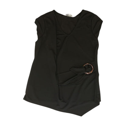 Black Solid Short Sleeve Blouse