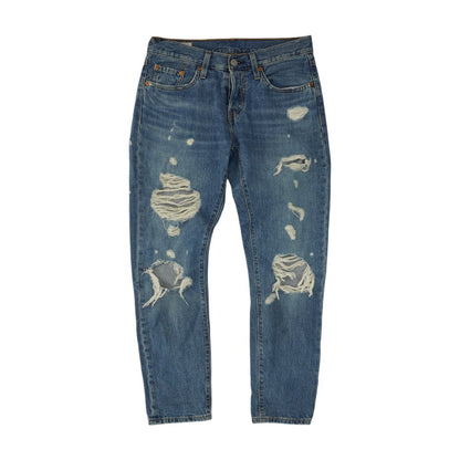 Blue Mid Rise Straight Leg Jeans