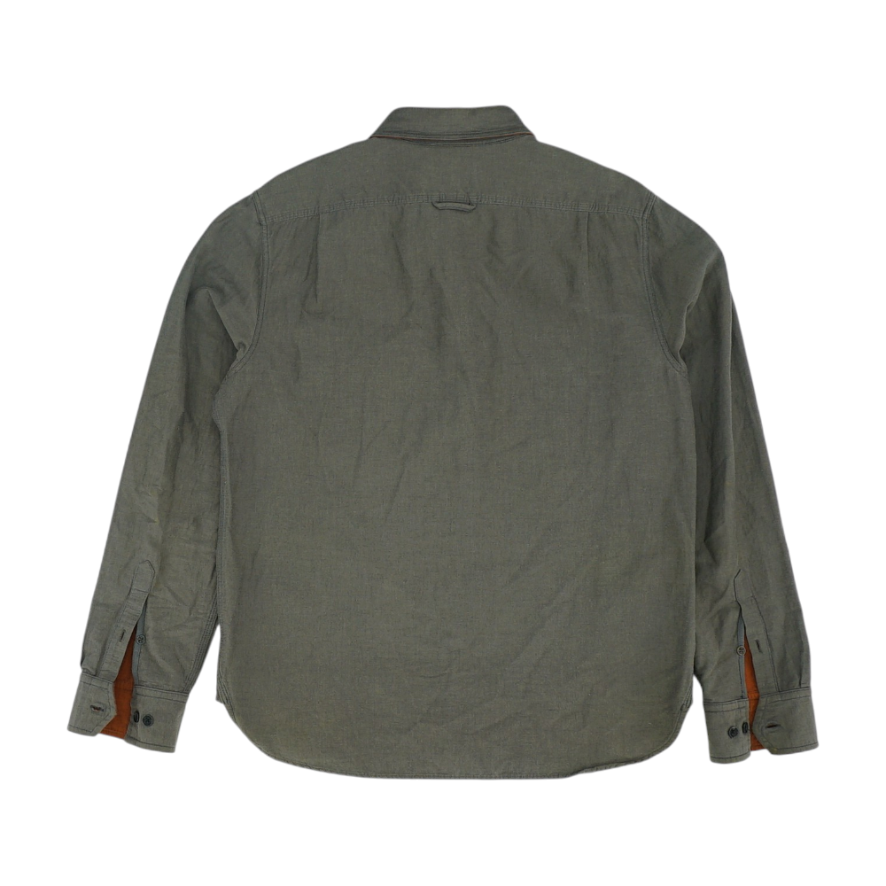 Gray Solid Long Sleeve Button Down