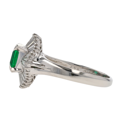 1 1/3 ctw  Platinum Emerald Statement Ring