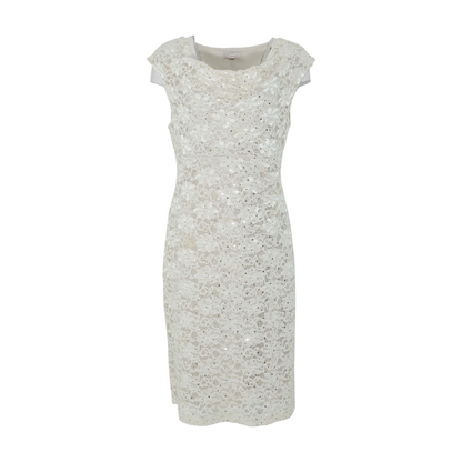 Beige Floral Midi Dress