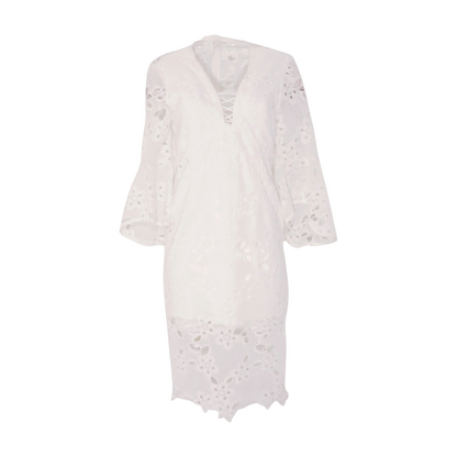 White Floral Midi Dress