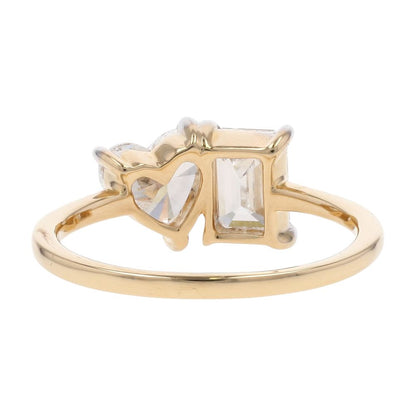 2 Ct 14K Gold Heart And Emerald Cut Lab Grown Diamond Cocktail Ring