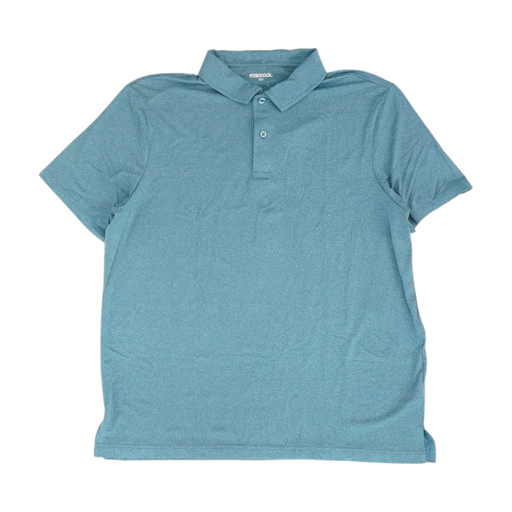 Blue Solid Short Sleeve Polo