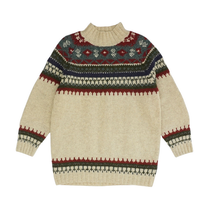 Beige Print Pullover Sweater