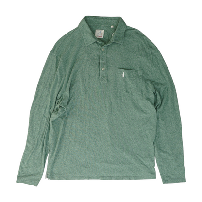 Green Solid Long Sleeve Polo