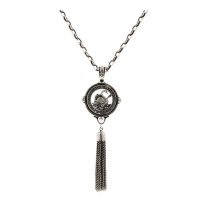Silver Tone Cognac And Pineau Rophi Tassle Pendant Necklace