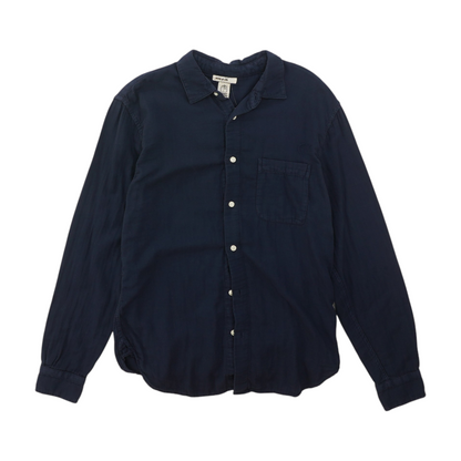 Navy Solid Flannel Button Down